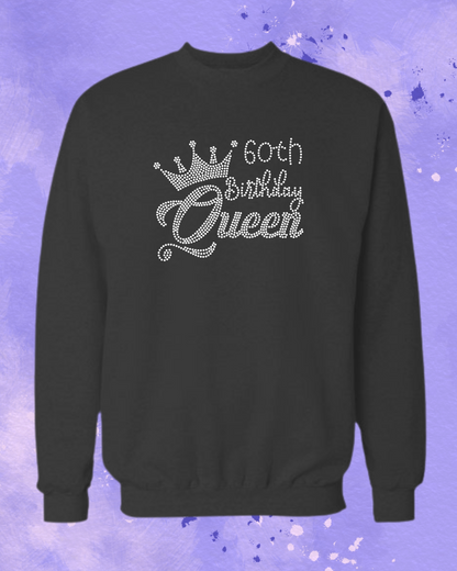 60th Birthday Queen - Rhinestone Apparel (Any Year)