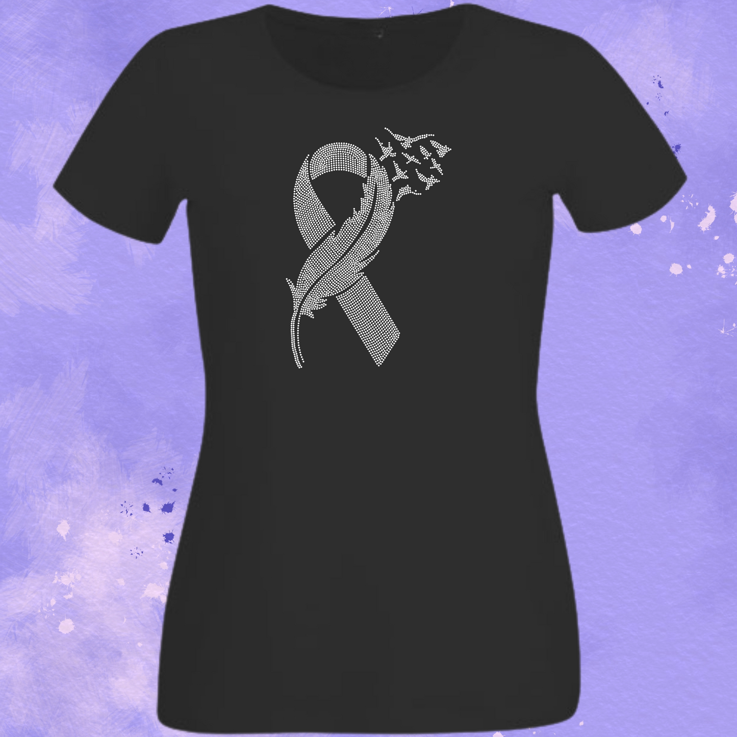 Breast Cancer Ribbon flying birds Rhinestone Apparel