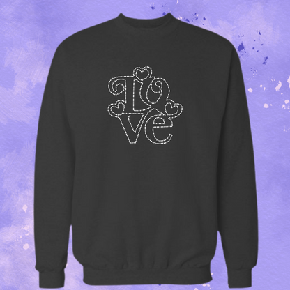 Love Stacked with hearts Rhinestone Apparel