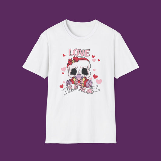 Love is in the Air -  Skull with Gas Mask Anti-Valentine’s Day T-Shirt