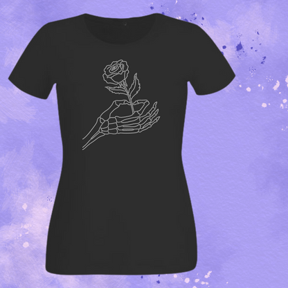 Skeleton Hand with Rose Rhinestone