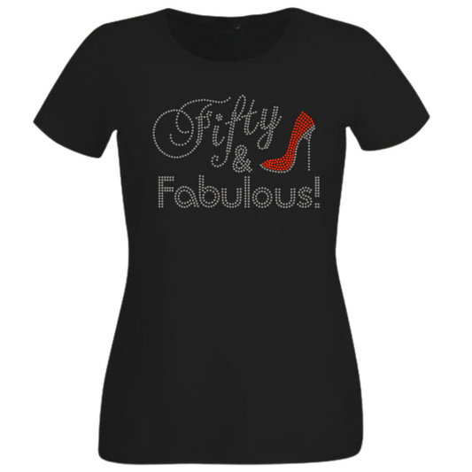 50 & Fabulous with a High Heel Rhinestone Shirt