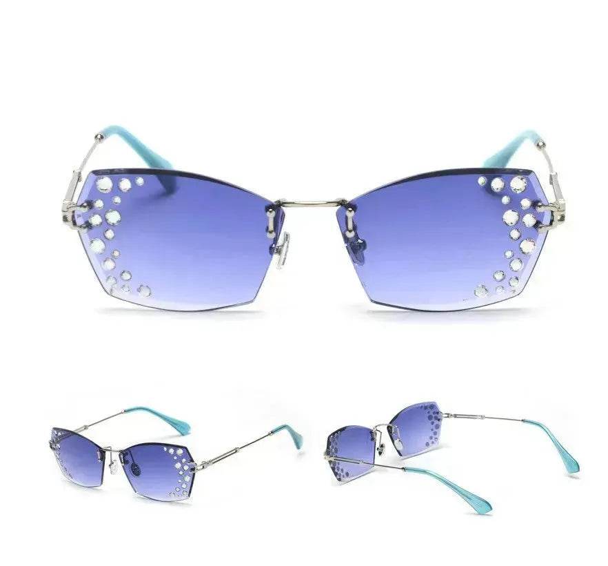 Fashion Trendy Classy Frameless Crystal Sunglasses Women Shades Rimless Rhinestone Sun Glasses Female diamonds Party Eyewear