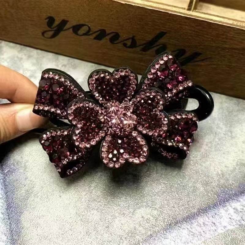 Elegant Rhinestone Barrette Flower Hair Clip