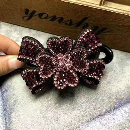 Elegant Rhinestone Barrette Flower Hair Clip