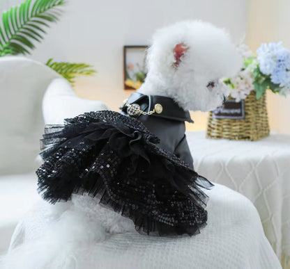 Rockstar Dog Dress – Leather-Style Event Wear | Blingdazzel L