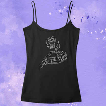 Skeleton Hand with Rose Rhinestone Apparel