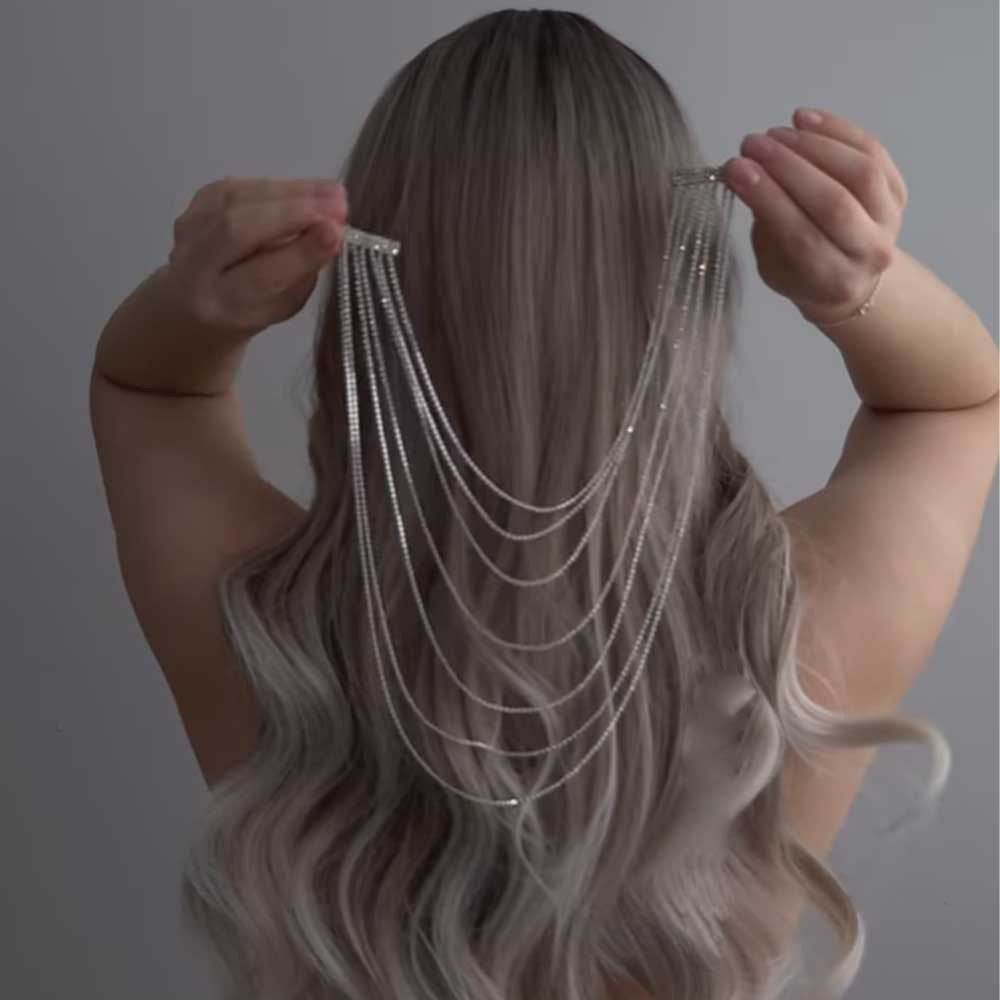 Multi layer Rhinestone Hair Chain Bridal Hair chain clip