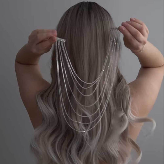 Multi layer Rhinestone Hair Chain Bridal Hair chain clip