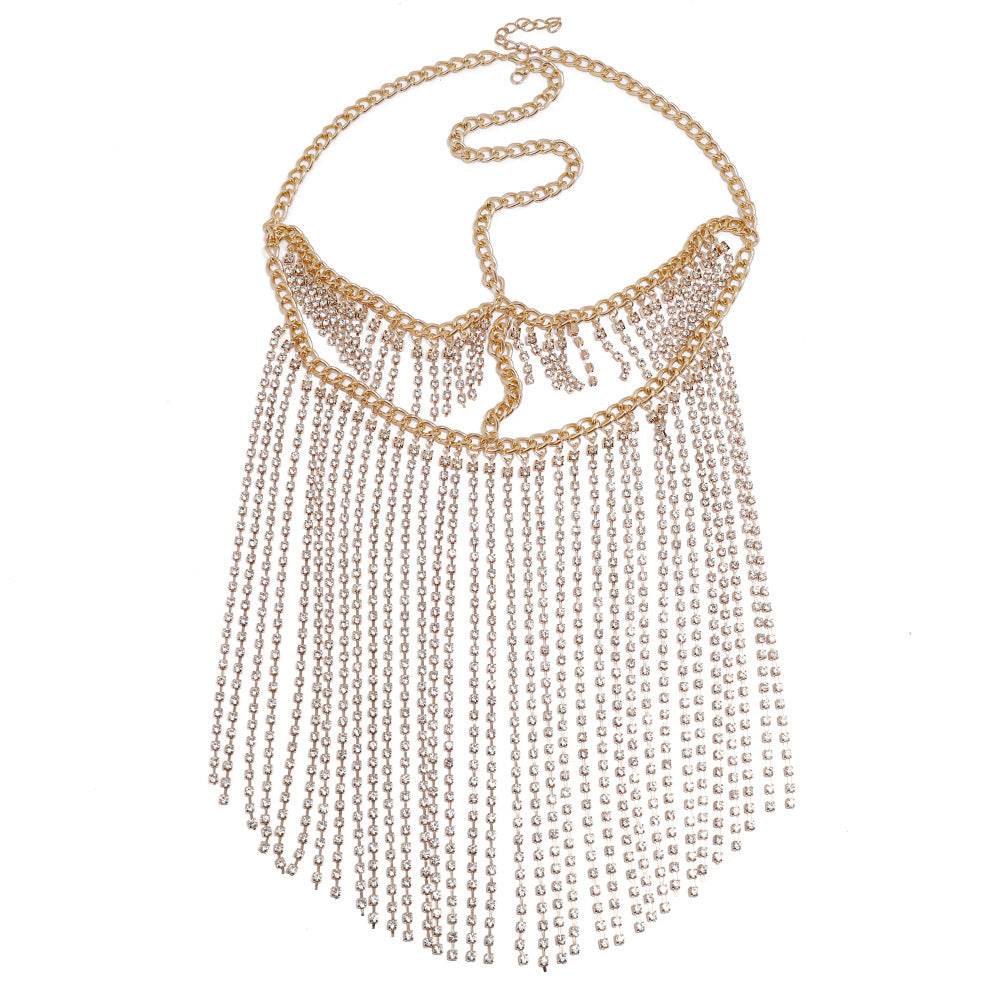 Punk Rhinestone Tassel Fringed Face Mask Head Chains