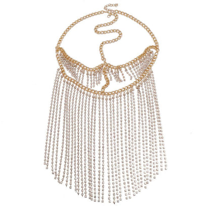 Punk Rhinestone Tassel Fringed Face Mask Head Chains