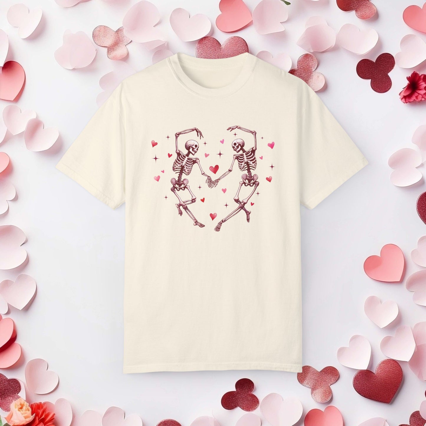 Valentine's Dancing Skeletons Comfort Colours T-shirt