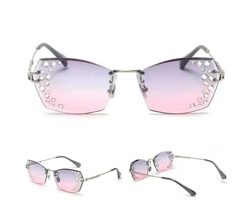 Fashion Trendy Classy Frameless Crystal Sunglasses Women Shades Rimless Rhinestone Sun Glasses Female diamonds Party Eyewear