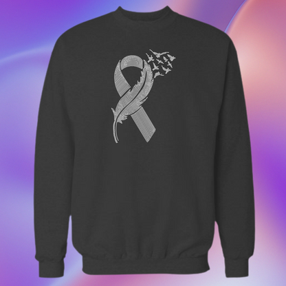 Breast Cancer Ribbon flying birds Rhinestone Apparel