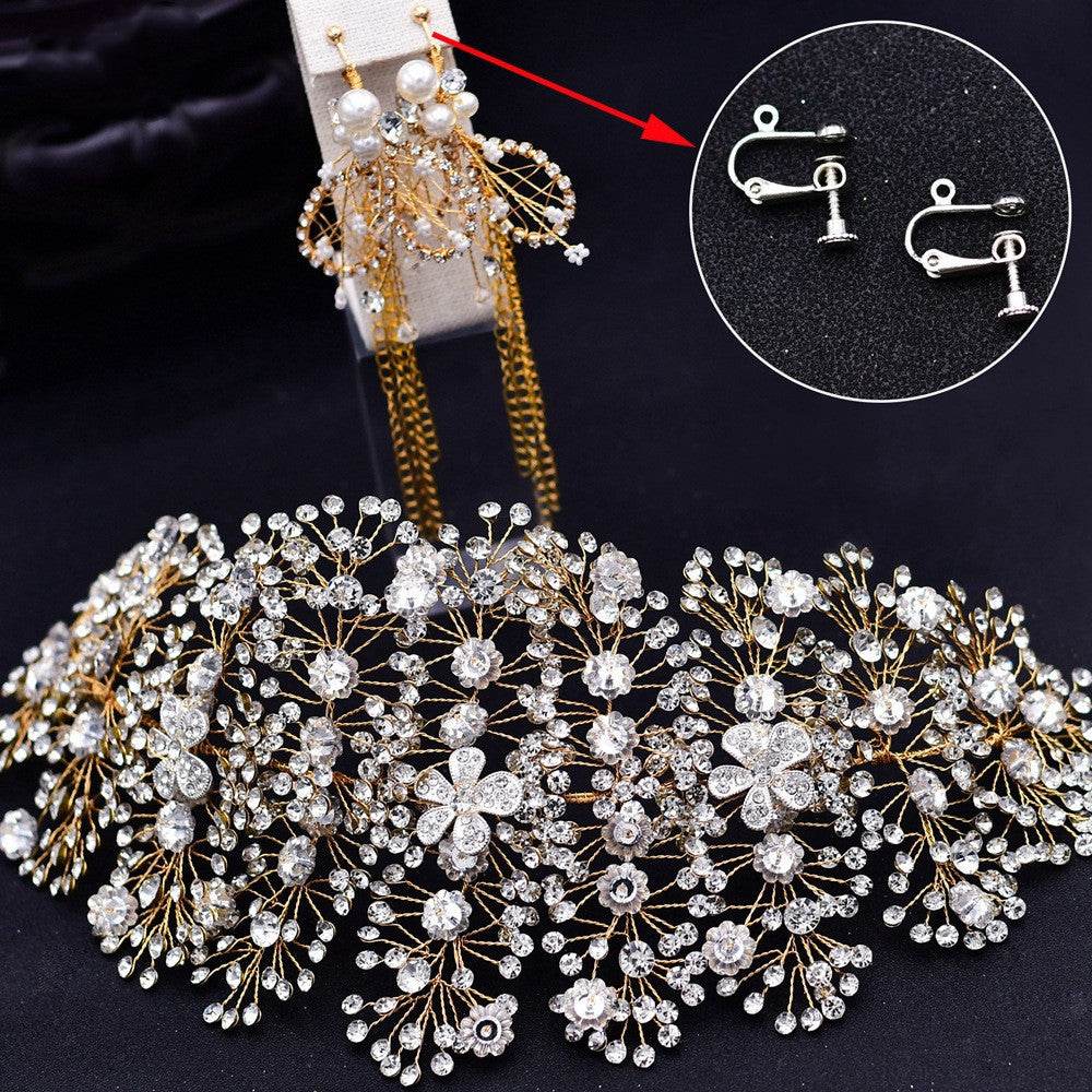 Luxury and Elegant Bridal Flower Rhinestone Headband Fashion Accessories set