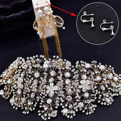 Luxury and Elegant Bridal Flower Rhinestone Headband Fashion Accessories set