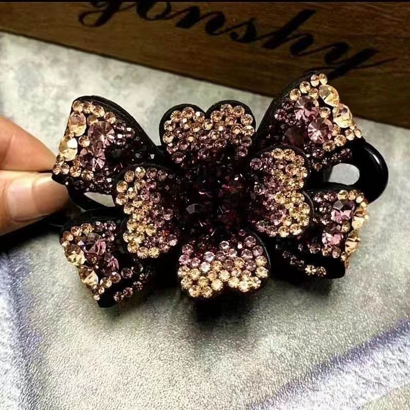 Elegant Rhinestone Barrette Flower Hair Clip