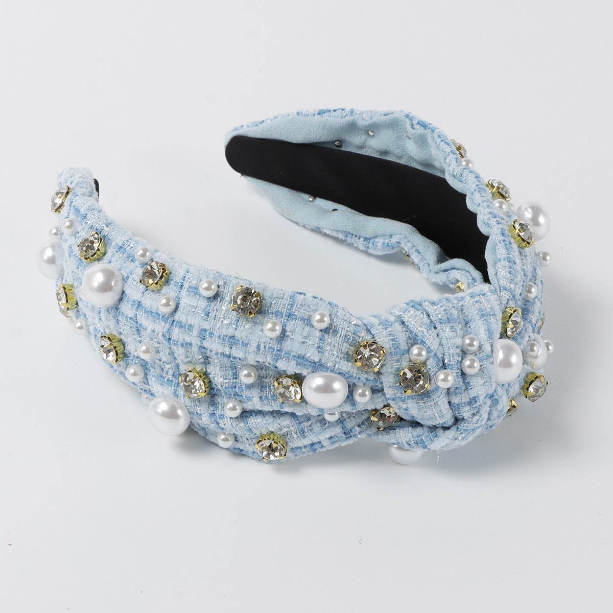 Vintage Fabric Rhinestone Pearl Headband