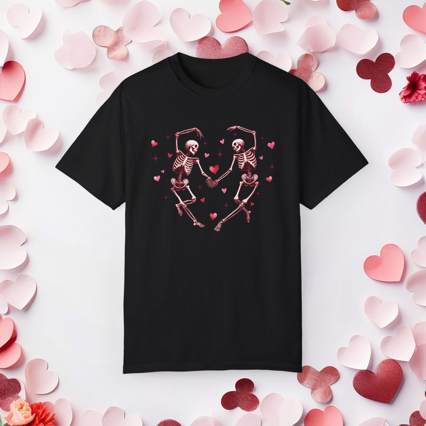 Valentine's Dancing Skeletons Comfort Colours T-shirt