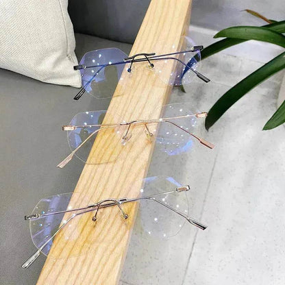 Rimless Octagon Sunglasses for Men Women Polygon Rectangle Shade Glasses Frameless
