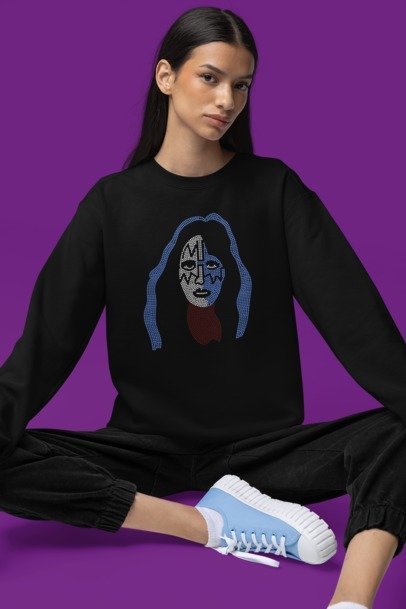 Ace Frehley Inspired Rhinestone Apparel – Rock Band Bling Tee, Hoodie, Long Sleeve & Crewneck for Women | Sparkle Concert Style by Blingdazzel Crew Neck Sweater Black