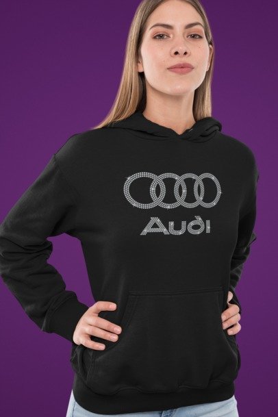 Audi Rings Rhinestone Shirt – Luxury Car Logo Sparkle Bling Tee | Bling Dazzel Hoodie Black