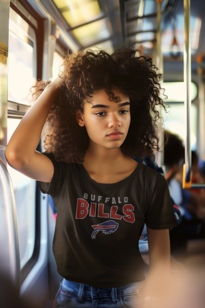 Buffalo Bills Inspired Rhinestone Apparel – Bling Football Tee, Hoodie, Long Sleeve & Crewneck for Women | Sparkle Game Day Fan Gear by Blingdazzel T-shirt Black