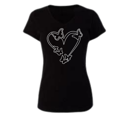 Butterfly and Heart Rhinestone Shirts