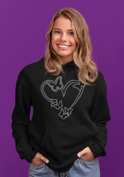 Heart with Butterflies Rhinestone Shirt – Sparkly Butterfly Bling Tee | Blingdazzel HOODIE