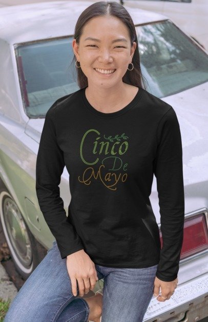 Cinco de Mayo Rhinestone Shirt – Fiesta Sparkle Bling Tee | Bling Dazzel LONG SLEEVE T-SHIRT