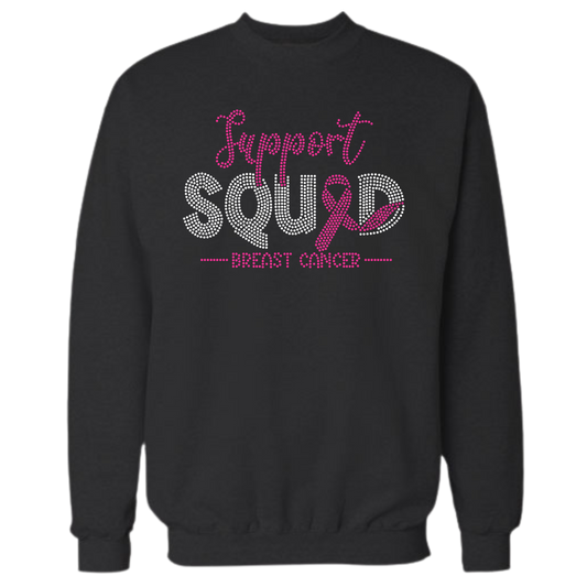 Support Squad Breast Cancer Rhinestone Apparel