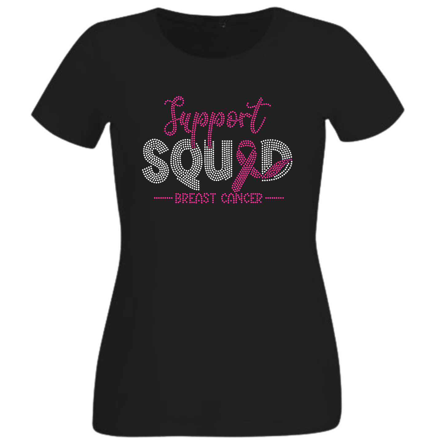 Support Squad Breast Cancer Rhinestone Apparel