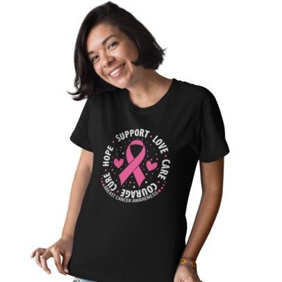 Support, love, care, courage, hope - Breast Cancer Awareness Graphic Collection | Blingdazzel.com