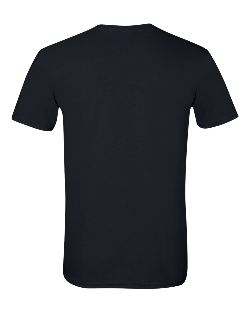 Black crew-neck t-shirt, solid back view