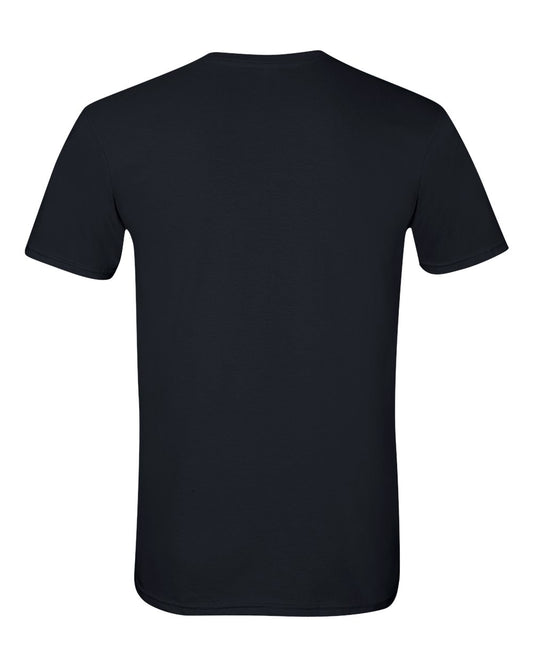 Black crew-neck t-shirt, solid back view