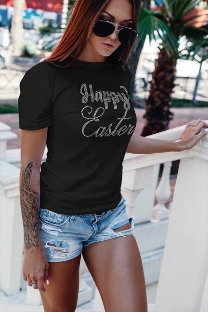 Happy Easter Rhinestone Apparel