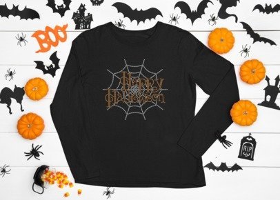 Happy Halloween Rhinestone Apparel