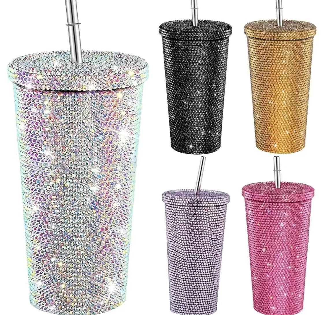 Rhinestone Cup with Straw