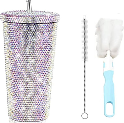 Rhinestone Cup with Straw