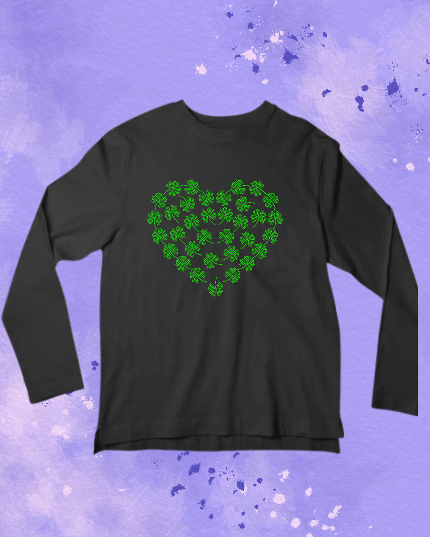 St. Patrick's Day heart of Shamrock's Rhinestone Apparel