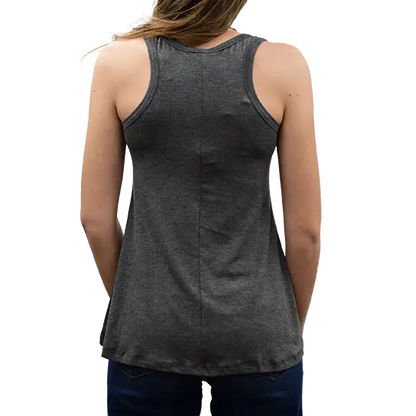 Grey mineral wash sleeveless tank top with round neckline