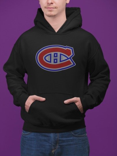 Montreal Canadiens Rhinestone Shirt – Sparkly NHL Hockey Fan Tee – Bling Habs Logo T-Shirt for Women & Men Hoodie Black