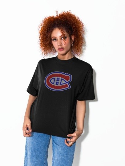 Montreal Canadiens Rhinestone Shirt – Sparkly NHL Hockey Fan Tee – Bling Habs Logo T-Shirt for Women & Men T-shirt Black