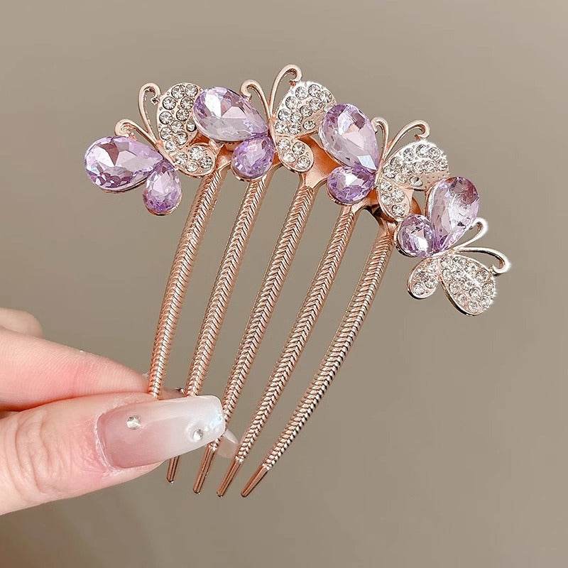 Butterfly  Rhinestone Barrette Clip