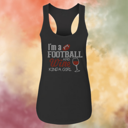 Wine and Football Kinda Girl Rhinestone Apparel