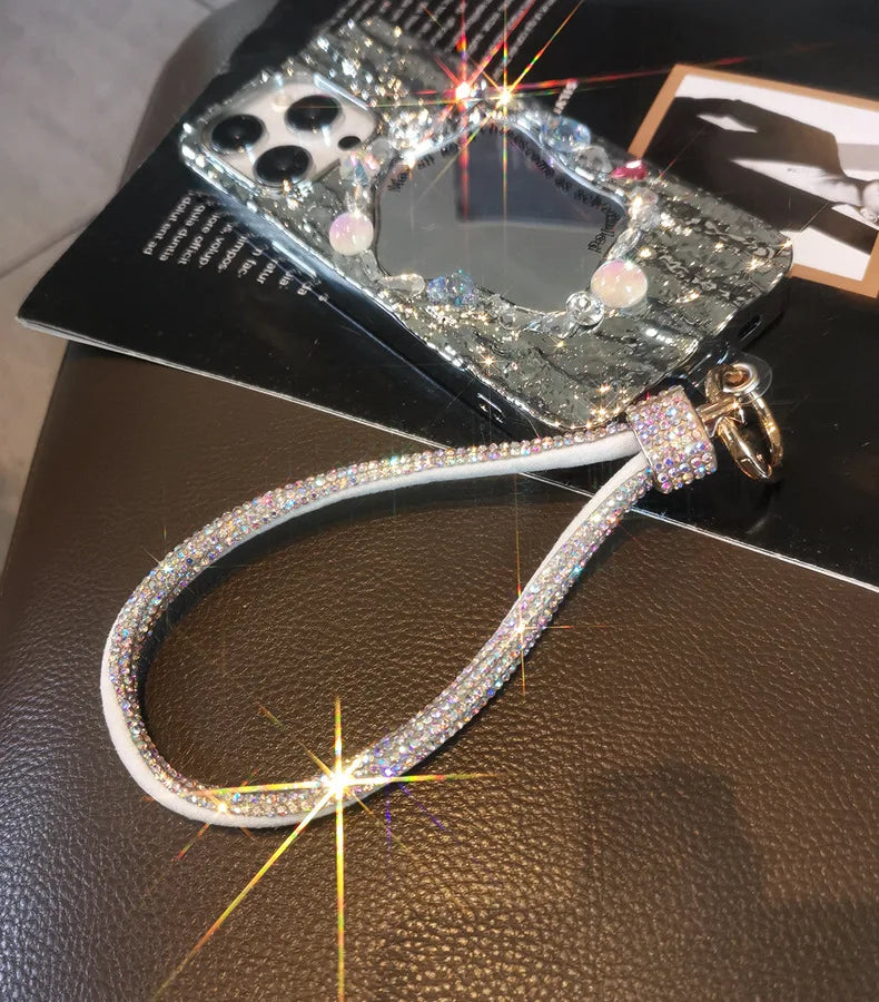 Mobile Phone Lanyard Wrist Chain Luxury Rhinestone Lanyard High-end Short Diamond-encrusted Bracelet Antiloss Reinforced Lanyard