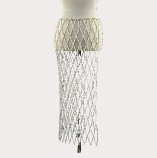 Midi Pearl Skirt – Adjustable Waist Layering Skirt Clear One size