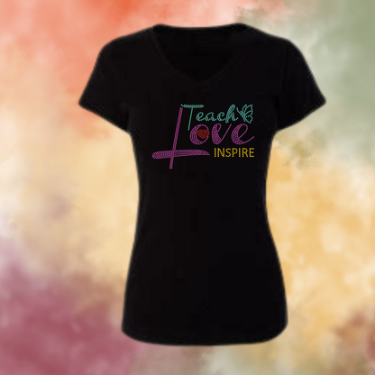 Teach Love Inspire Rhinestone Apparel