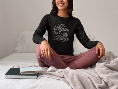 This Mom Loves Her Boys Rhinestone Shirt – Proud Boy Mom Sparkle Bling Tee | Blingdazzel