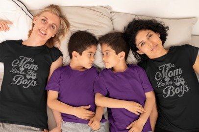 This Mom Loves Her Boys Rhinestone Shirt – Proud Boy Mom Sparkle Bling Tee | Blingdazzel